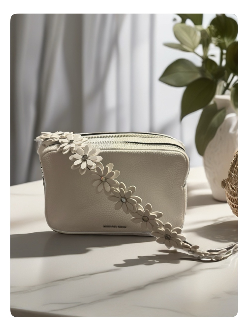 Michael Kors Cream Floral-Strap Crossbody Bag